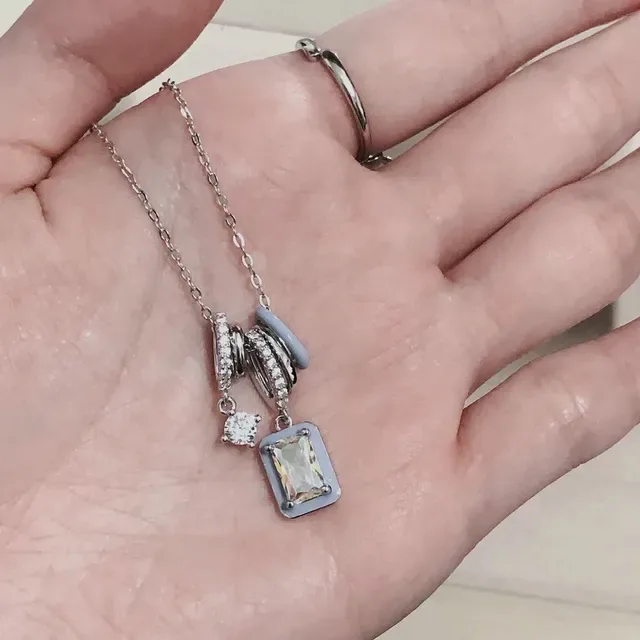 HEFANG Multi-Charm Enamel and Crystal Pendant Necklace 8