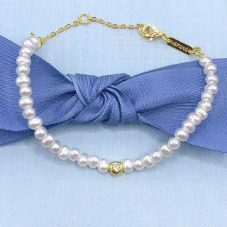 HEFANG Oro blanco perla cadena hardware pulsera