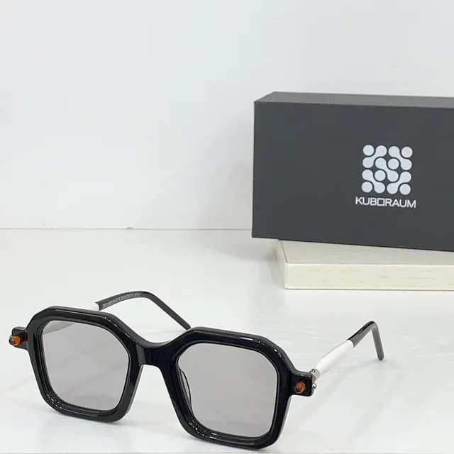 KUBORAUM Black Beige Octagonal Geometric Frame Glossy Acetate Front Sunglasses 3