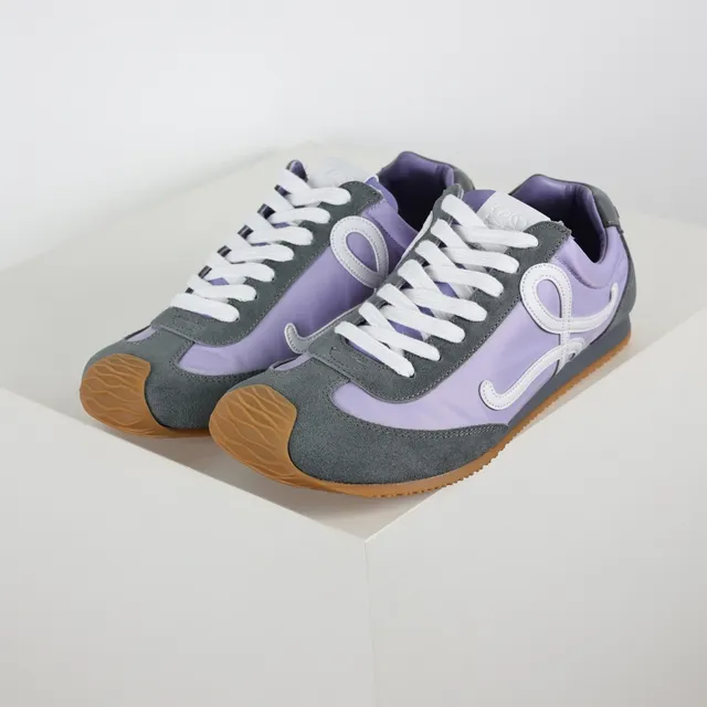 Lavender and Gray Retro Runner Sneakers 2