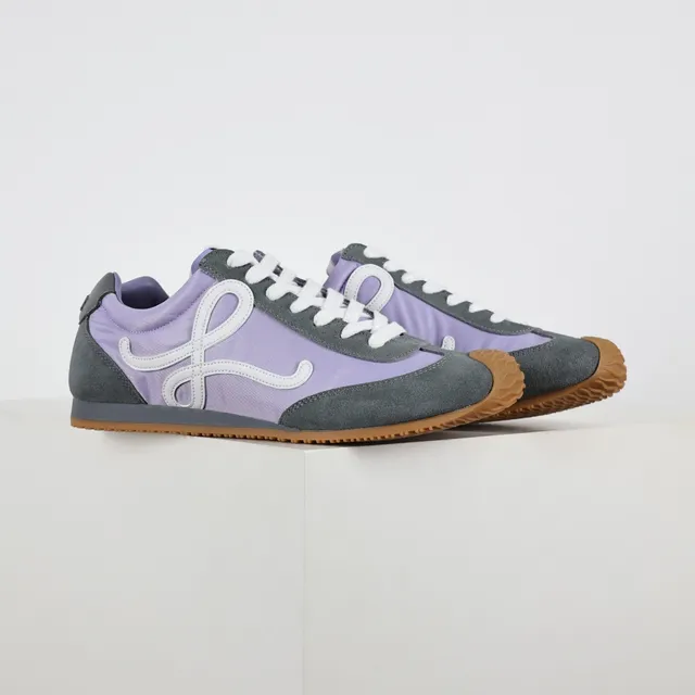 Lavender and Gray Retro Runner Sneakers 3