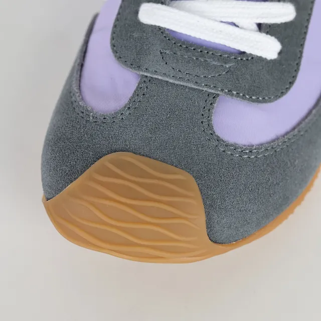 Lavender and Gray Retro Runner Sneakers 5