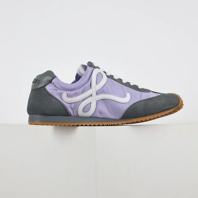 Lavender and Gray Retro Runner Sneakers 7