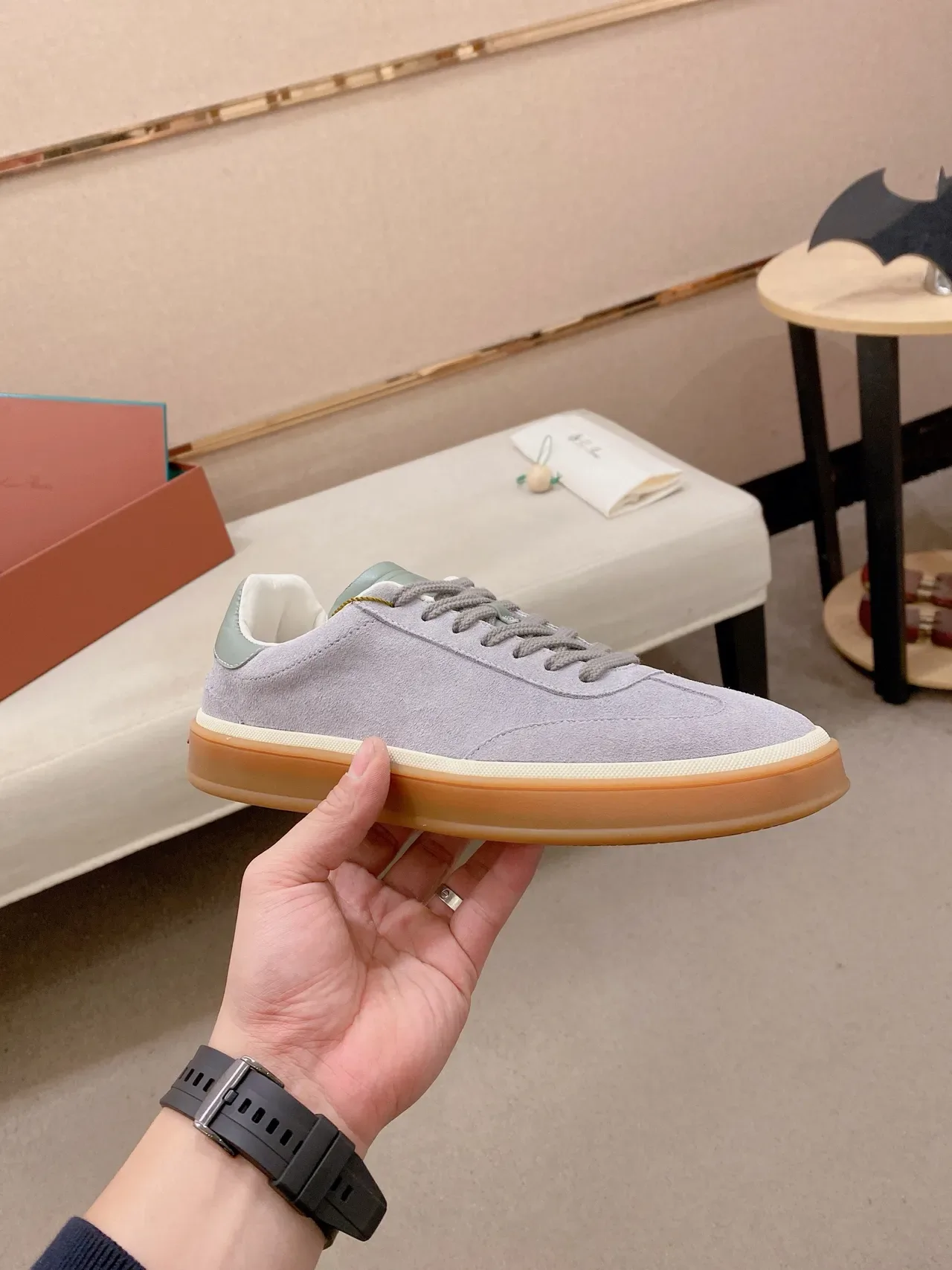 Lavender Gray Suede Low-Top Lifestyle Sneaker 5