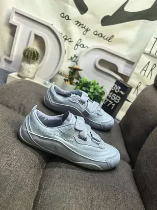 Light Gray Laceless Dual-Strap Lifestyle Sneakers 9