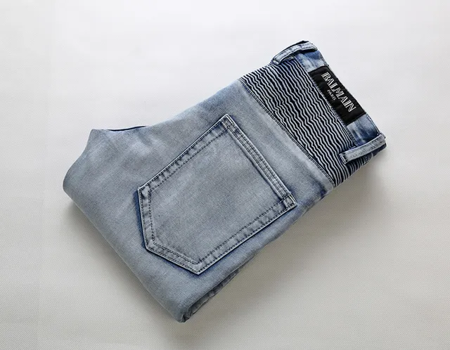হালকা ধোয়া distressed Moto-Panel জিন্স 2