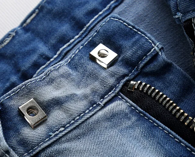 হালকা ধোয়া distressed Moto-Panel জিন্স 8