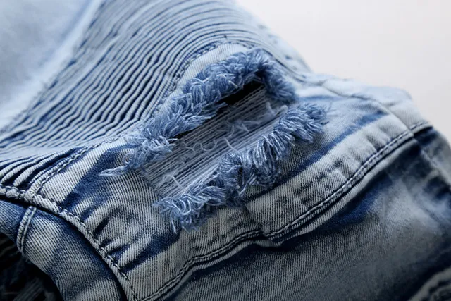 হালকা ধোয়া distressed Moto-Panel জিন্স 12