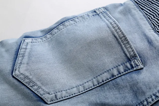 হালকা ধোয়া distressed Moto-Panel জিন্স 15