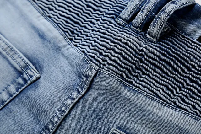 হালকা ধোয়া distressed Moto-Panel জিন্স 16