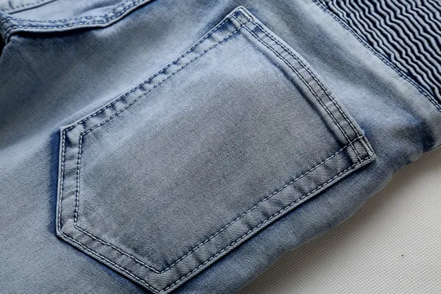 হালকা ধোয়া distressed Moto-Panel জিন্স 18
