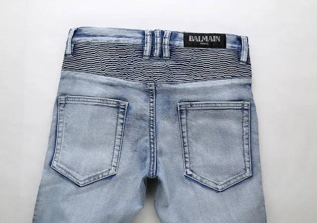 হালকা ধোয়া distressed Moto-Panel জিন্স 20