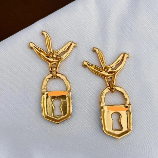 Lock-Shaped Enamel Black and Gold-Tone Bird Motif Earrings 4