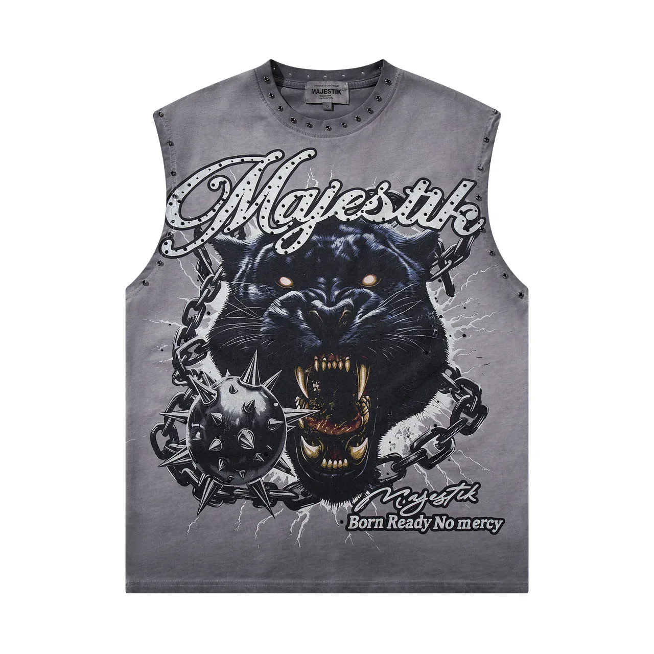 Majestik Graphic Panther Studded Vest Top 3