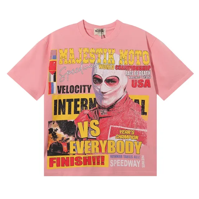 MAJESTIK Racing Collage Graphic Pink T-Shirt 3