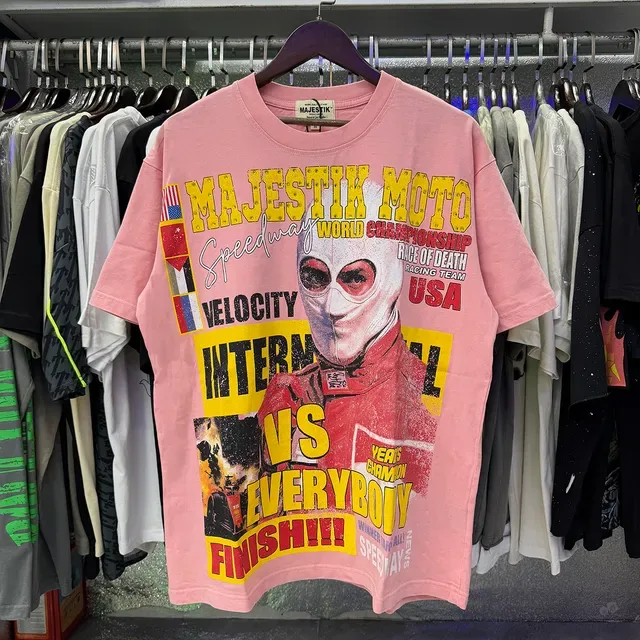 MAJESTIK Racing Collage Graphic Pink T-Shirt 4