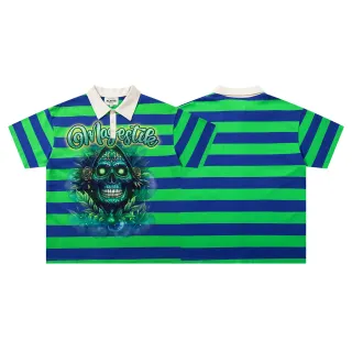 MAJESTIK Striped Graphic Polo Shirt