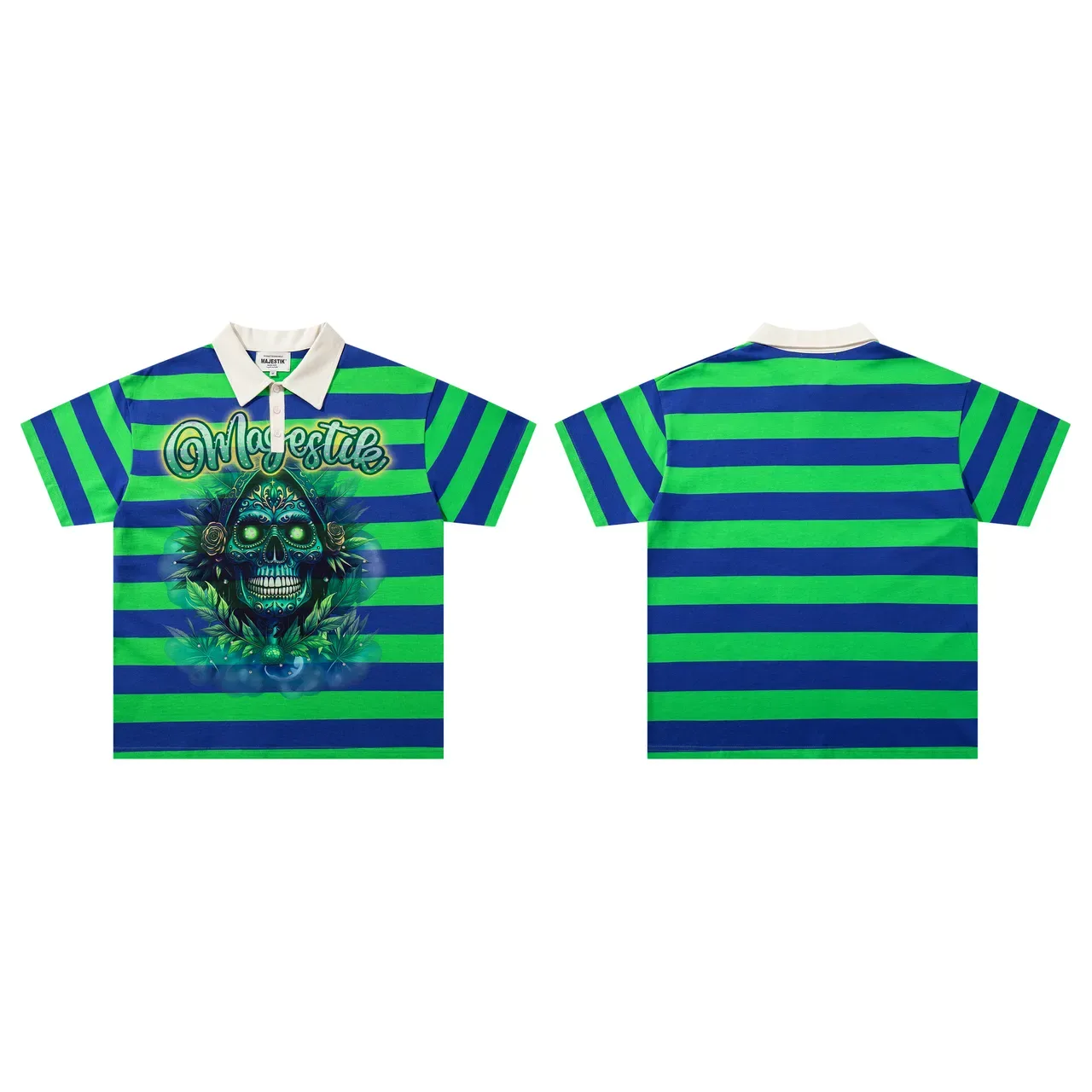 MAJESTIK Striped Graphic Polo Shirt 2