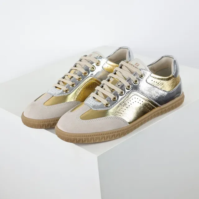 Metallic Two-Tone Suede and Leather Low-Top Lifestyle Sneakers 2