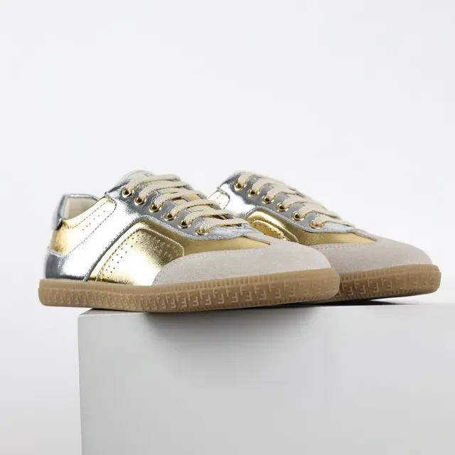Metallic Two-Tone Suede and Leather Low-Top Lifestyle Sneakers 3