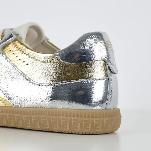 Metallic Two-Tone Suede and Leather Low-Top Lifestyle Sneakers 4