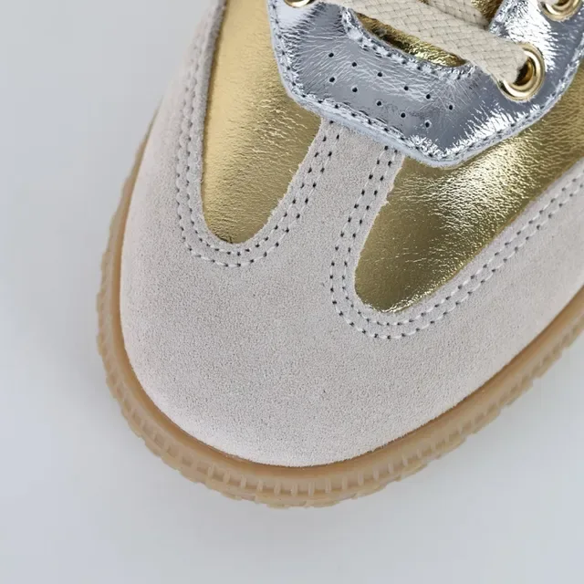 Metallic Two-Tone Suede and Leather Low-Top Lifestyle Sneakers 5