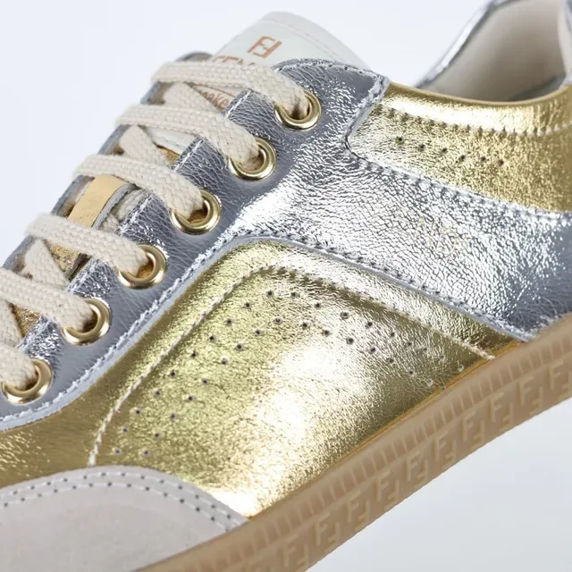 Metallic Two-Tone Suede and Leather Low-Top Lifestyle Sneakers 6