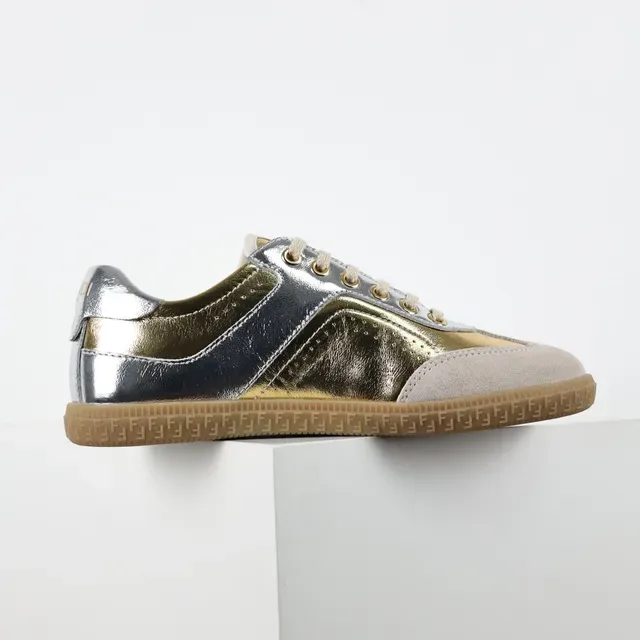Metallic Two-Tone Suede and Leather Low-Top Lifestyle Sneakers 7