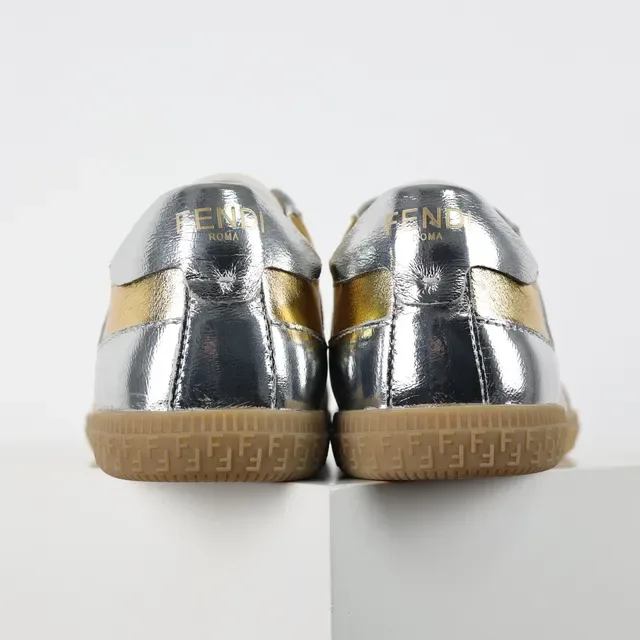 Metallic Two-Tone Suede and Leather Low-Top Lifestyle Sneakers 8