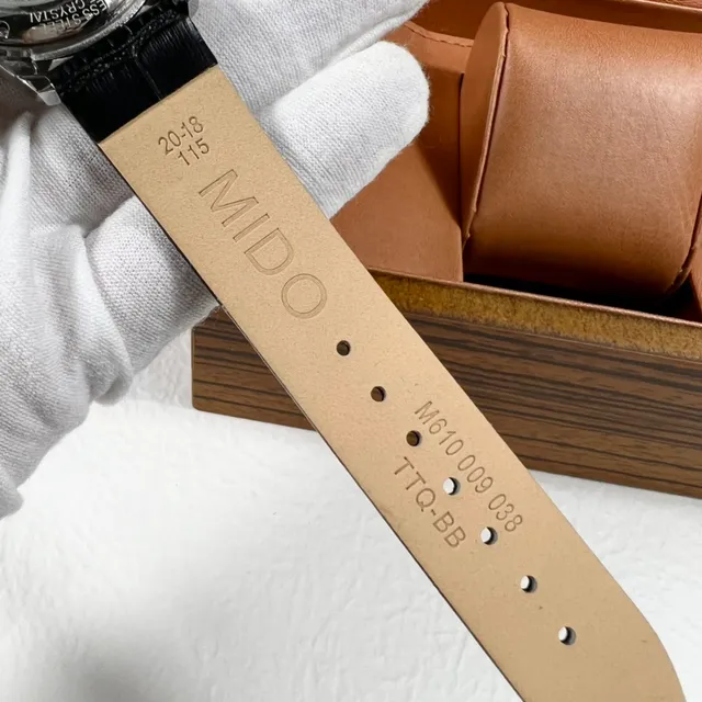 Mido Baroncelli Cadran Branco Pulseira de Alligator Preta Relógio Mecânico 4