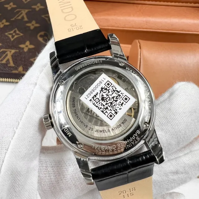 Mido Baroncelli Cadran Branco Pulseira de Alligator Preta Relógio Mecânico 5