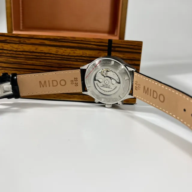 Mido Multifort Chronograph Automatic Gray Dial Black Leather Strap Mechanical Watch 2