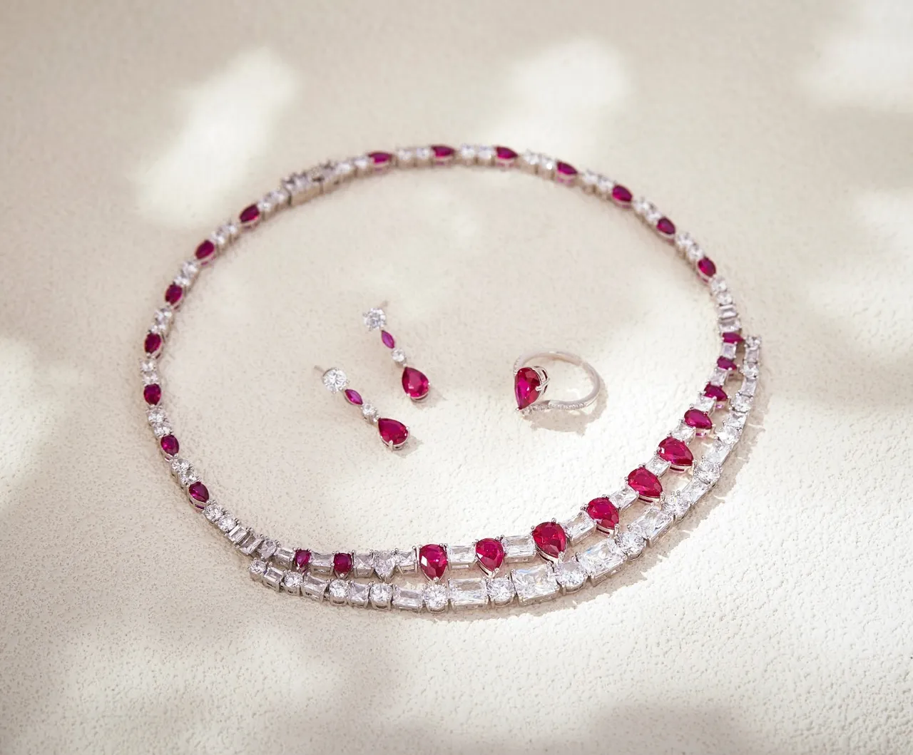 Multi-Row Ruby and Diamond Collar Necklace 4