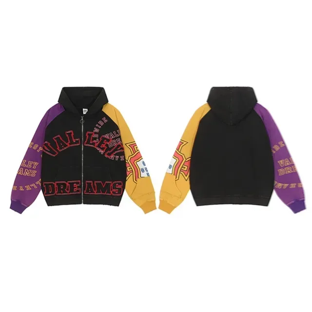 Multicolor Block Graphic Zip-Up Hoodie 1