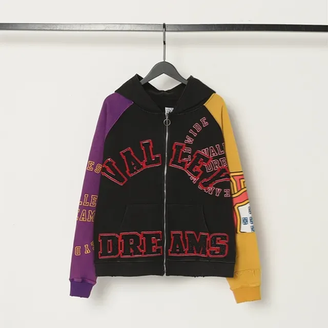 Multicolor Block Graphic Zip-Up Hoodie 4