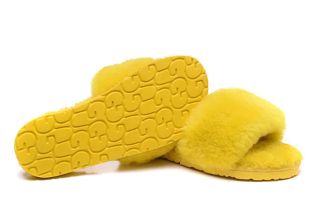 Multicolor Fluffy Faux Fur Upper Single Wide Strap Slippers 9