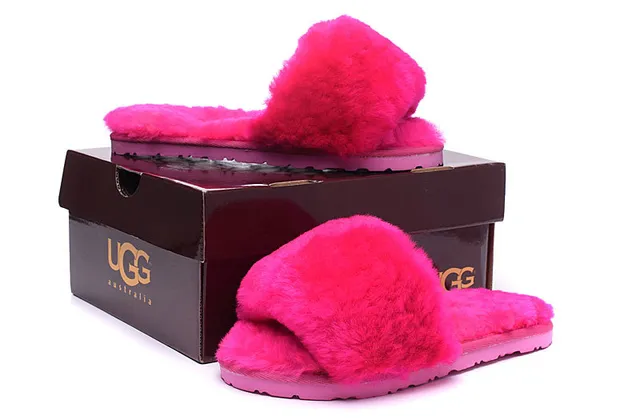 Multicolor Fluffy Faux Fur Upper Single Wide Strap Slippers 15