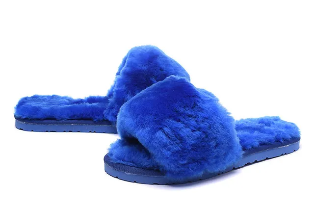 Multicolor Fluffy Faux Fur Upper Single Wide Strap Slippers 24