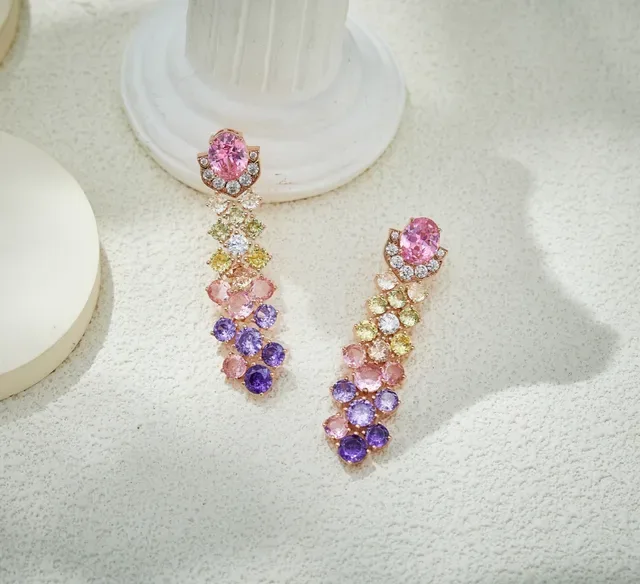 Multicolor Gemstone Cascade Drop Earrings 4