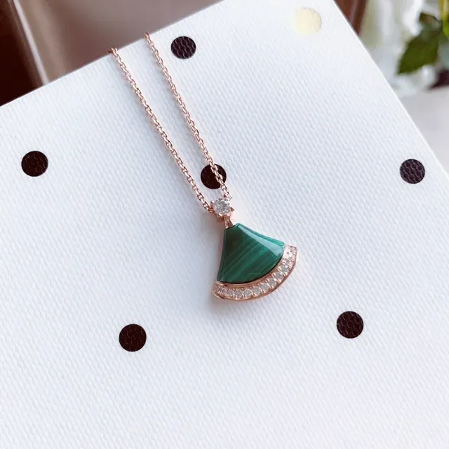Multicolor Gold Fan-Shaped Pendant Pavé Diamond Halo Necklace 4