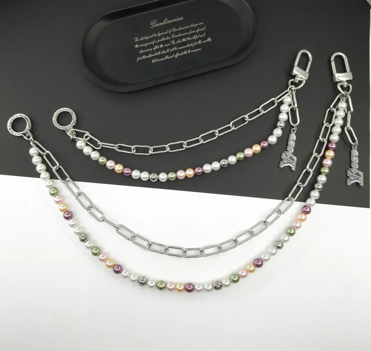 Multicolor Pearl and Silver-Tone Layered Chain Necklace 1