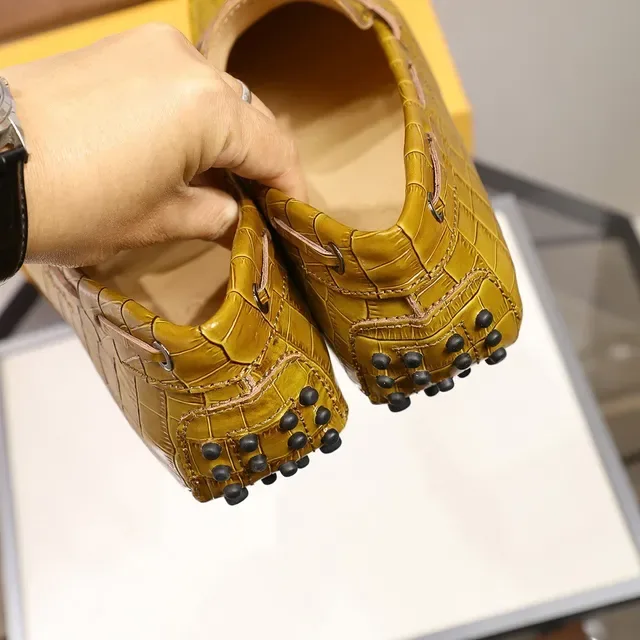 Mustard Yellow Croc-Embossed Bow Loafers 2