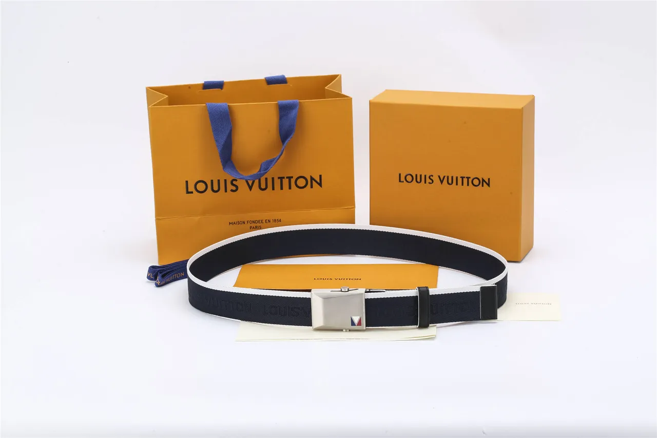 Navy Black Woven Strap Silver-Tone Rectangular Buckle Canvas Belt 2