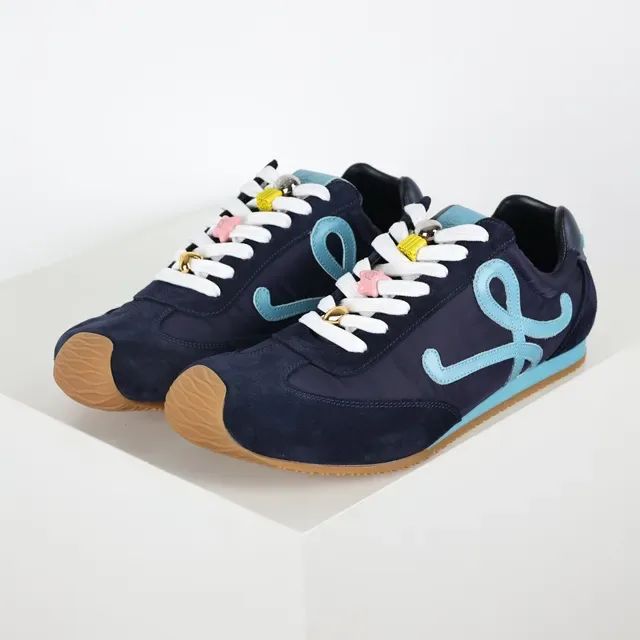 Navy Blue and Light Blue Embroidered Logo Lifestyle Sneakers 2