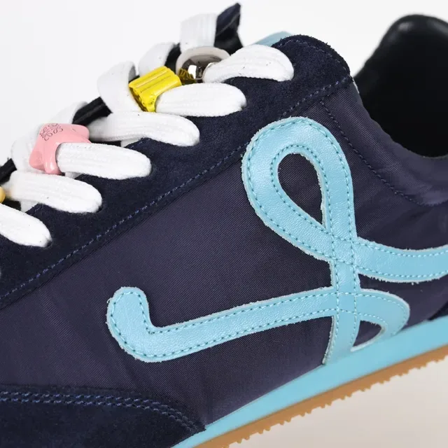 Navy Blue and Light Blue Embroidered Logo Lifestyle Sneakers 6