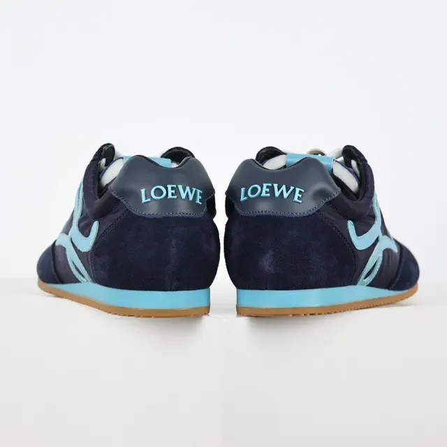 Navy Blue and Light Blue Embroidered Logo Lifestyle Sneakers 8