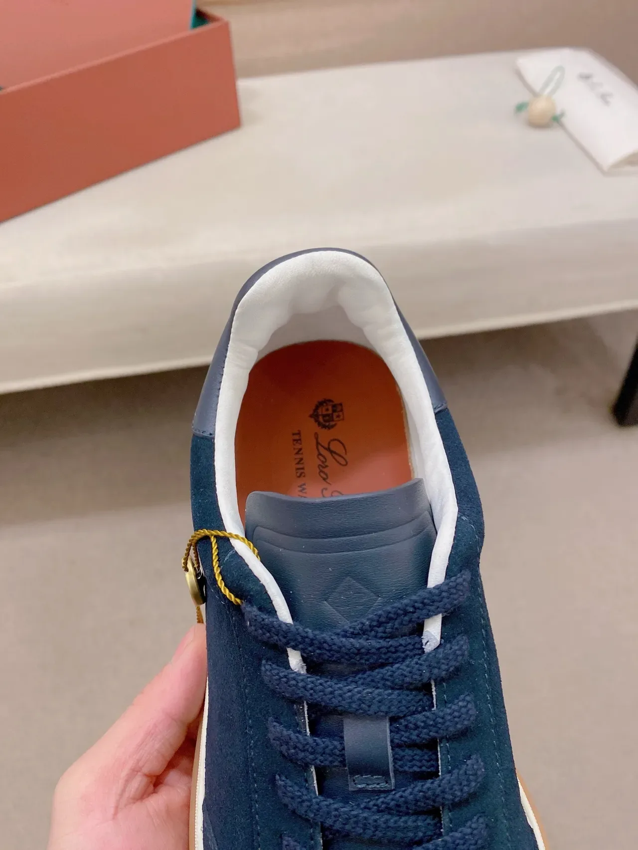 Navy Brown Suede Upper Gum Rubber Sole Sneakers 4