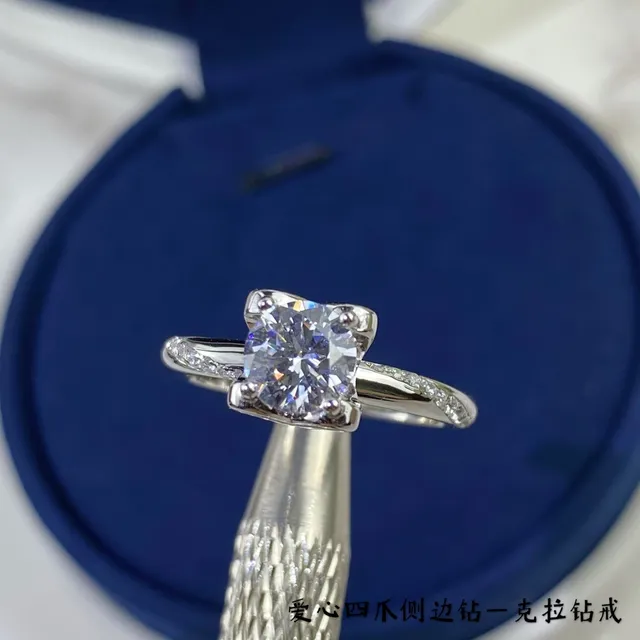 Navy Silver Solitaire Center Stone Four-Prong Setting Ring 6