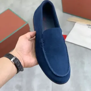 नेवी सूड Moc-Toe Slip-On लोफर्स