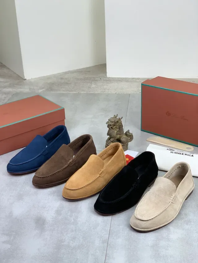 Navy Suede Moc-Toe Slip-On Loafers 2